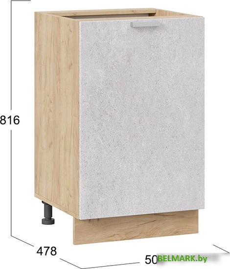 Шкаф напольный Трия Гранита 1Н5 (дуб крафт золотой/бетон снежный) - фото2