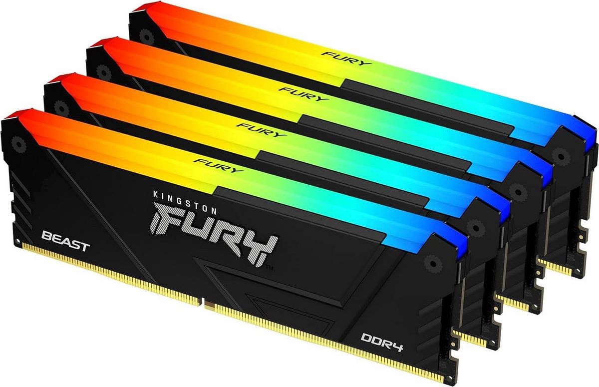 Оперативная память Kingston FURY Beast RGB 4x16ГБ DDR4 3200 МГц KF432C16BB12AK4/64 - фото