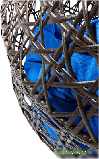 Подвесное кресло M-Group Для двоих Люкс 11510210 (коричневый ротанг/синяя подушка) - фото2