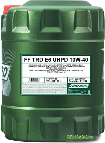 Моторное масло Fanfaro TRD E6 UHPD 10W-40 CK-4/CJ-4 20л - фото