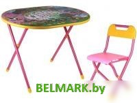 Складной стол Дэми УЗ-01 Овал: Веселая ферма (розовый) - фото