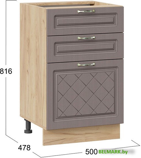 Шкаф напольный Трия Бьянка 1Н5Я3 (дуб крафт золотой/дуб серый) - фото2