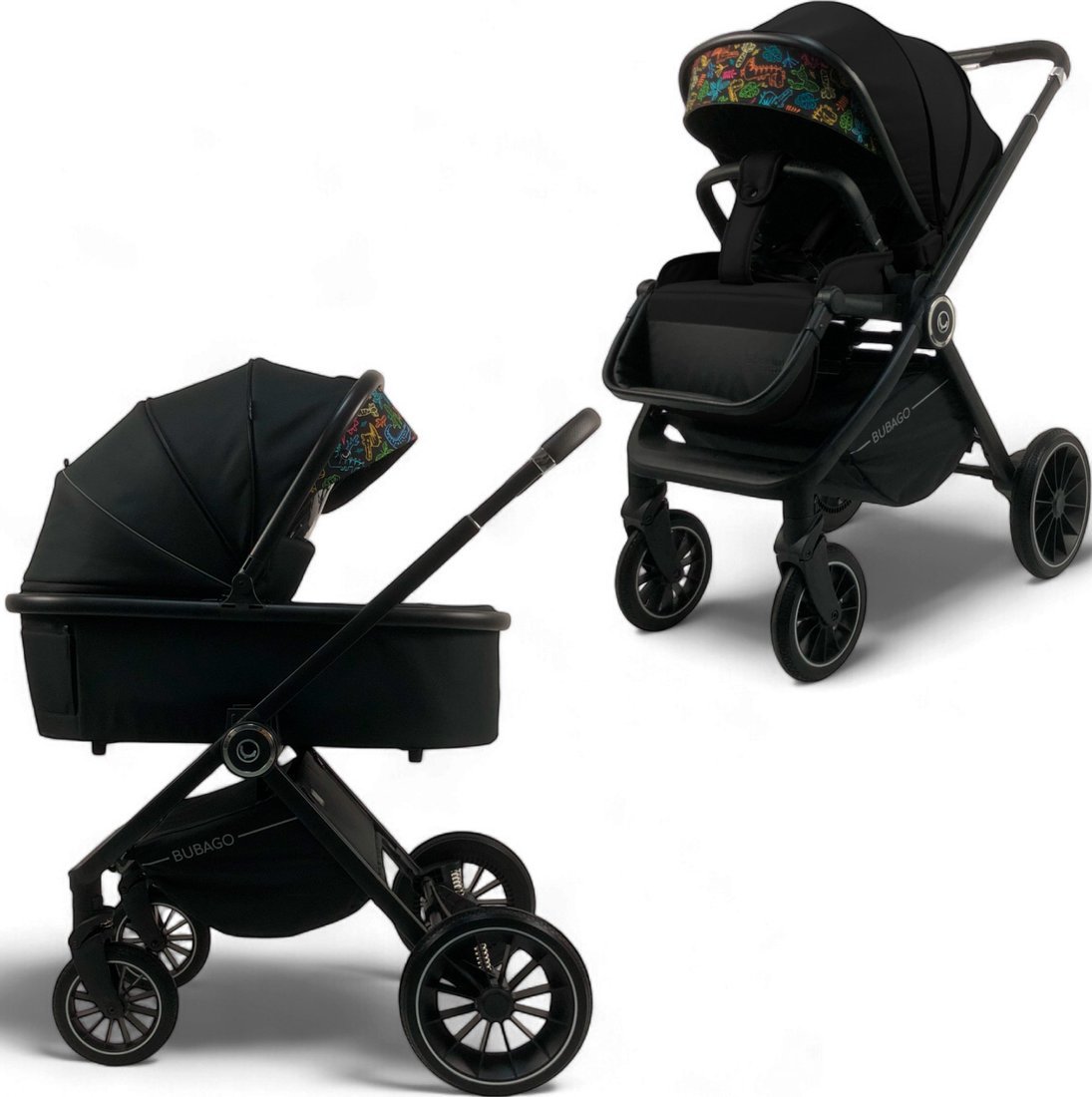 Универсальная коляска Bubago Bloom (2 в 1, черный) - фото