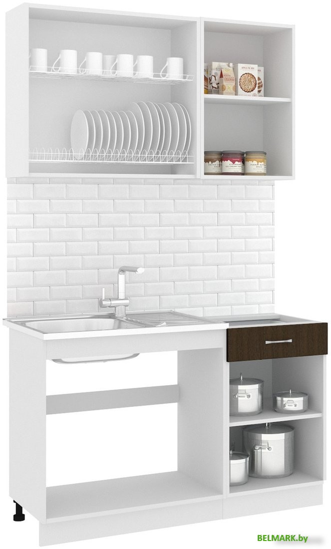 Готовая кухня Кортекс-мебель Корнелия Лира-лайт 1.3м без столешницы (дуб сонома/венге) - фото2