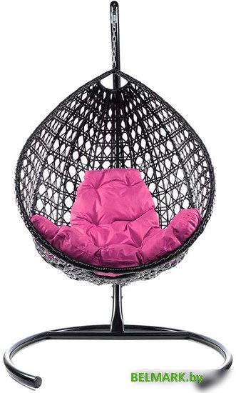 Подвесное кресло M-Group Капля Люкс 11030408 (черный ротанг/розовая подушка) - фото