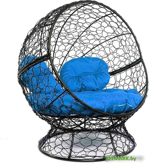 Кресло M-Group Апельсин 11520410 (черный ротанг/синяя подушка) - фото