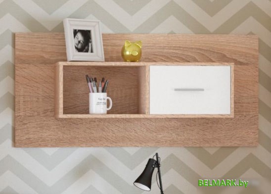 Полка Империал Стелс 1д (дуб сонома/белый) - фото