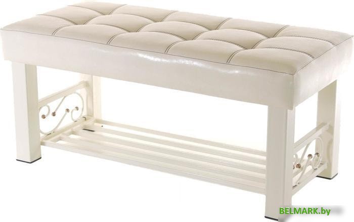 Банкетка AMC Lux 5 с полкой кожзам бежевый/бежевый/бежевый 5.1Б100333 - фото