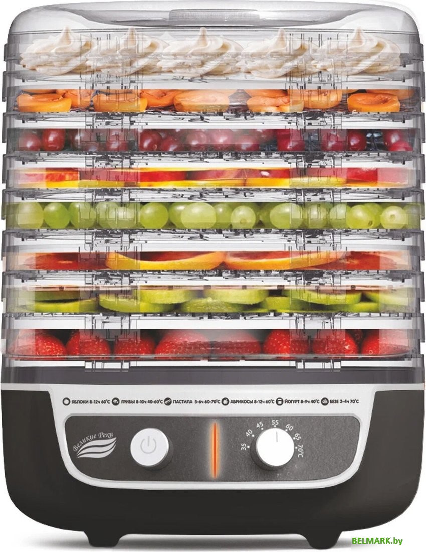 Сушилка для овощей и фруктов Великие Реки Волга-9 (черный/белый) - фото