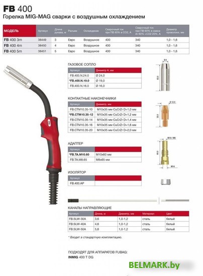 Сварочная горелка Fubag FB 400 38450 4 м - фото2