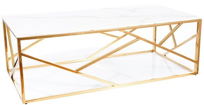 Журнальный столик Signal Escada A II (эффект белого мрамора/золотой) - фото