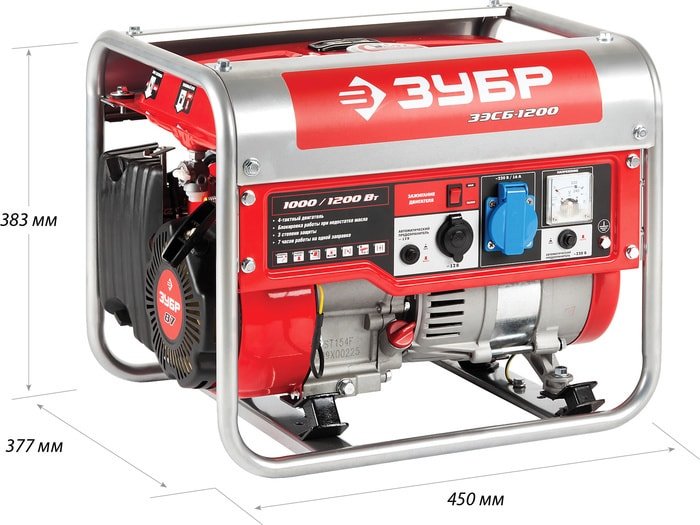 Бензиновый генератор Зубр ЗЭСБ-1200 - фото2