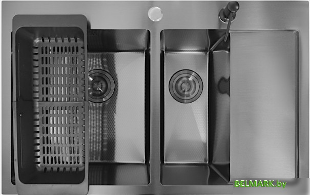 Кухонная мойка Stellar Decor S7850NB-2L-D (нано черный) - фото