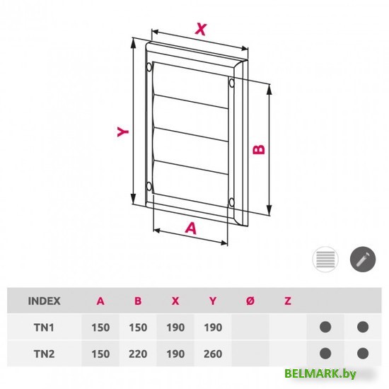 Вентиляционная решетка Awenta TN2 19x26 (белый) - фото2