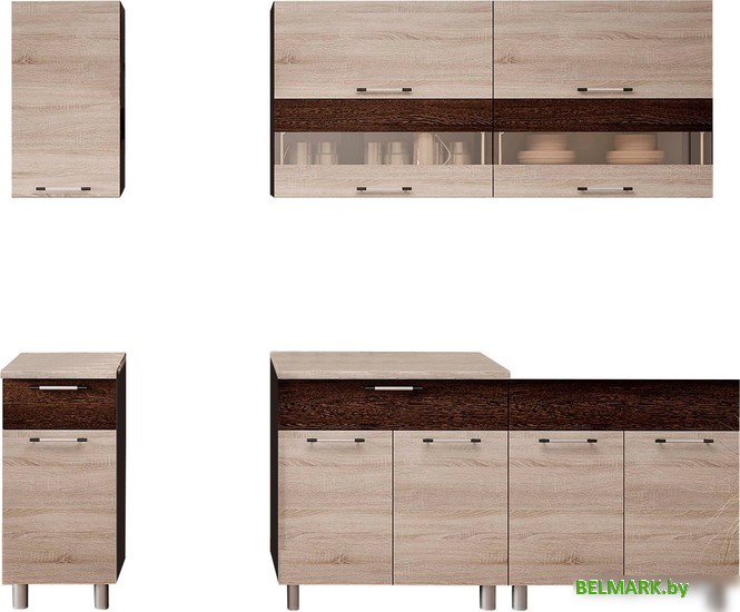 Готовая кухня BTS Монтана 2.0 (венге/венге/дуб сонома) - фото