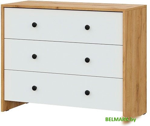Комод NN мебель МС Дольче К 3 ящика (дуб золотой/белый) - фото