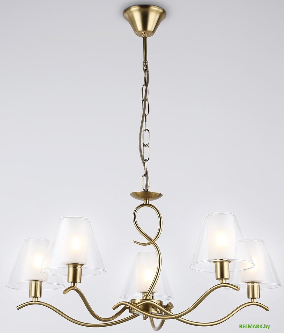 Подвесная люстра Ambrella LH57091/5 BS/FR (латунь/белый матовый) - фото