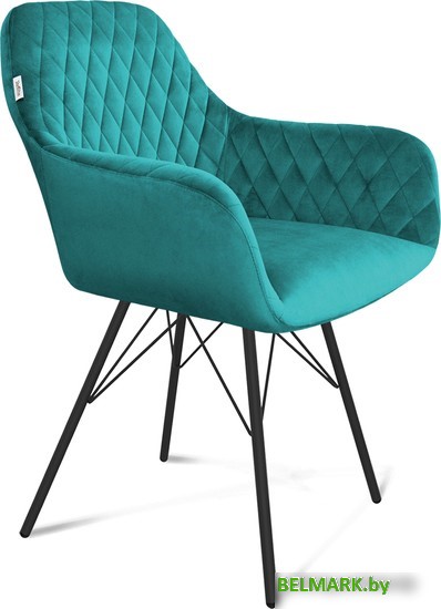 Стул с подлокотниками Sheffilton SHT-ST38/S37 (альпийский бирюзовый/черный муар) - фото