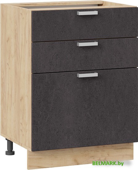 Шкаф напольный Трия Гранита 1Н6Я3 (дуб крафт золотой/бетон графит) - фото