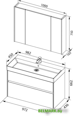 Мебель для ванных комнат Aquanet Комплект Бруклин 100 00207800 (белый) - фото2