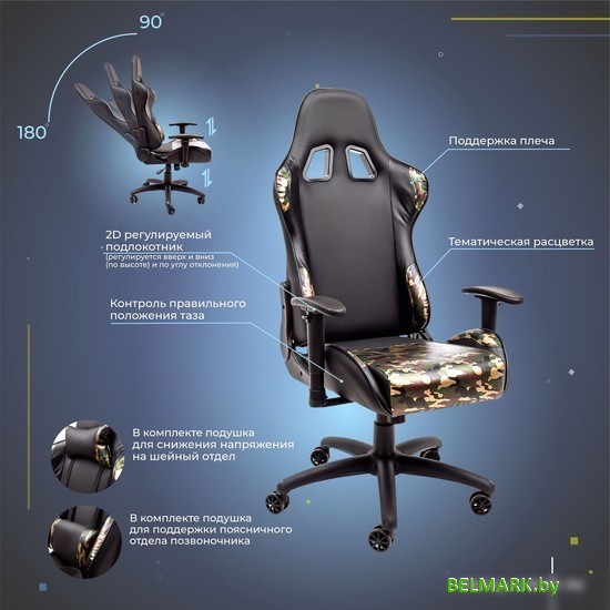 Кресло AksHome Military Eco (черный/камуфляж) - фото