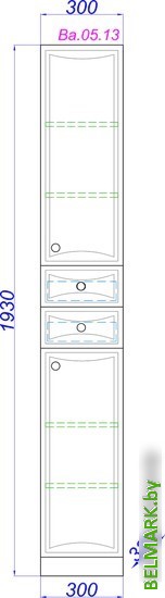 Aqwella Шкаф-пенал Barcelona 30 Ba.05.13 (белый) - фото2