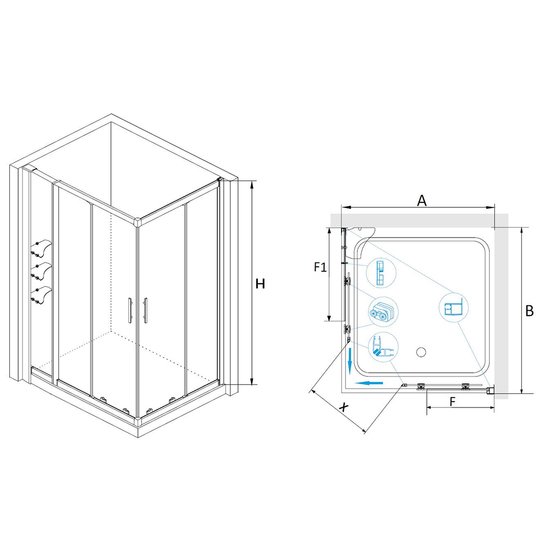 Душевой уголок RGW 03064381-11 HO-43 (80x110x195, прозрачное стекло) - фото2