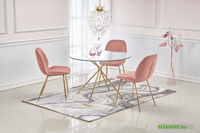 Кухонный стол Halmar Rondo 110x110 (прозрачный/золотой) - фото