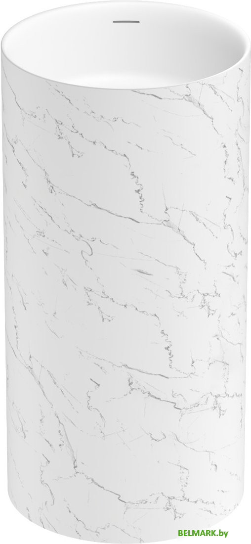 Умывальник Wellsee Chalice Perfection 230619000 (отдельностоящий, без отверстия под смеситель, цвет матовый белый мрамор/глянцевый белый) - фото