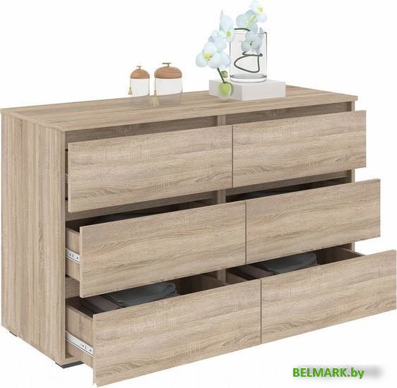 Комод Кортекс-мебель Бари 120 6ш (дуб сонома/дуб сонома/дуб сонома) - фото2