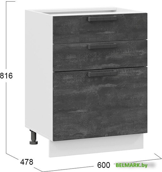 Шкаф напольный Трия Детройт 1Н6Я3 (белый/угольный камень) - фото2