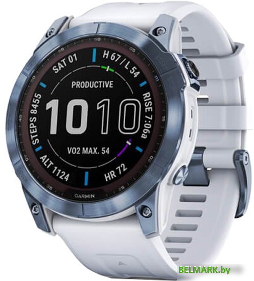 Умные часы Garmin Fenix 7X Sapphire Solar 51 мм (голубой минерал/белый камень) - фото