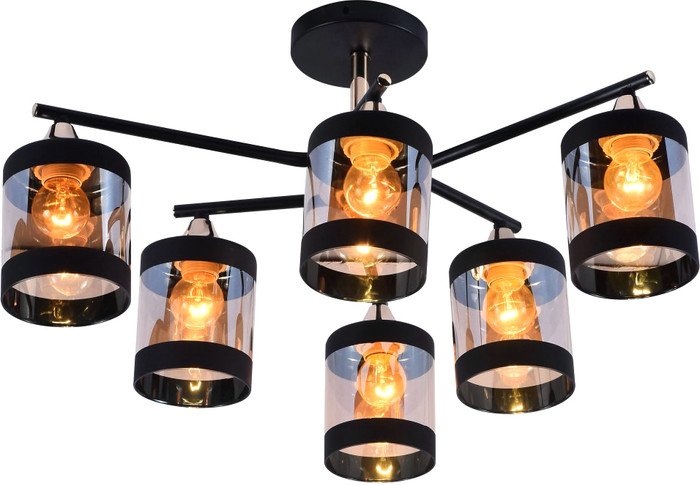 Люстра средней высоты Mirastyle MH-10146/6B MBK+GD - фото