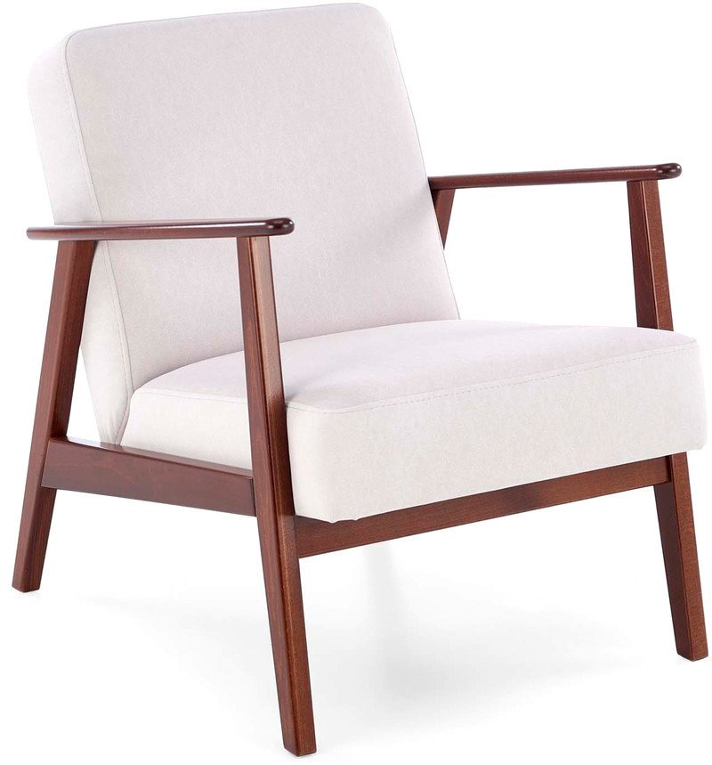 Интерьерное кресло Halmar Milano 1S tap. Castel 04 (светло-бежевый/орех) - фото