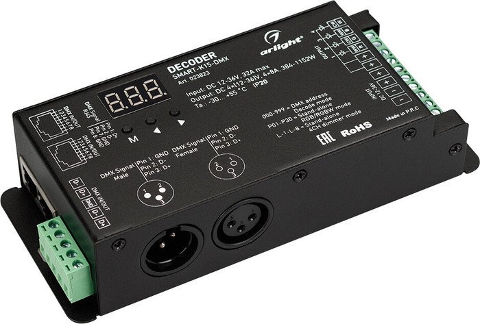 Контроллер RGB Arlight SMART-K SMART-K15-DMX (12-36V, 4x8A) 023823 - фото