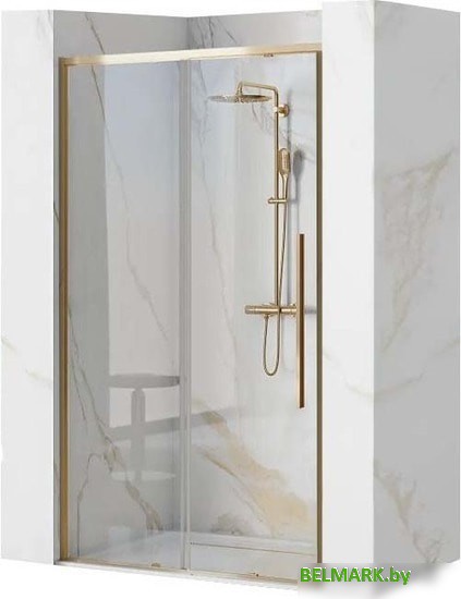 Душевая дверь Rea Solar 100 (золото/прозрачное стекло) - фото