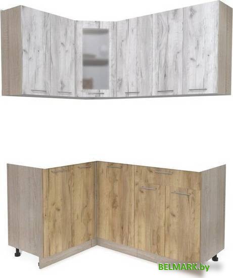 Готовая кухня Интерлиния Мила 12x16 без столешницы (дуб белый/дуб золотой) - фото