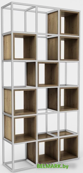 Стеллаж Hype Mebel Грос 105x210 (белый/дуб галифакс олово) - фото