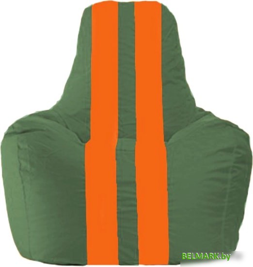 Кресло-мешок Flagman Спортинг С1.1-64 (тёмно-зелёный/оранжевый) - фото