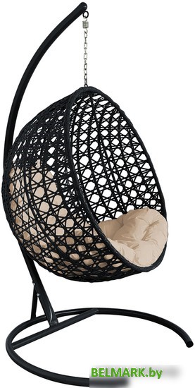 Подвесное кресло M-Group Круг Люкс 11060401 (черный ротанг/бежевая подушка) - фото