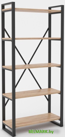 Стеллаж Hype Mebel Стандарт-2 50x170 (черный/дуб галифакс натуральный) - фото