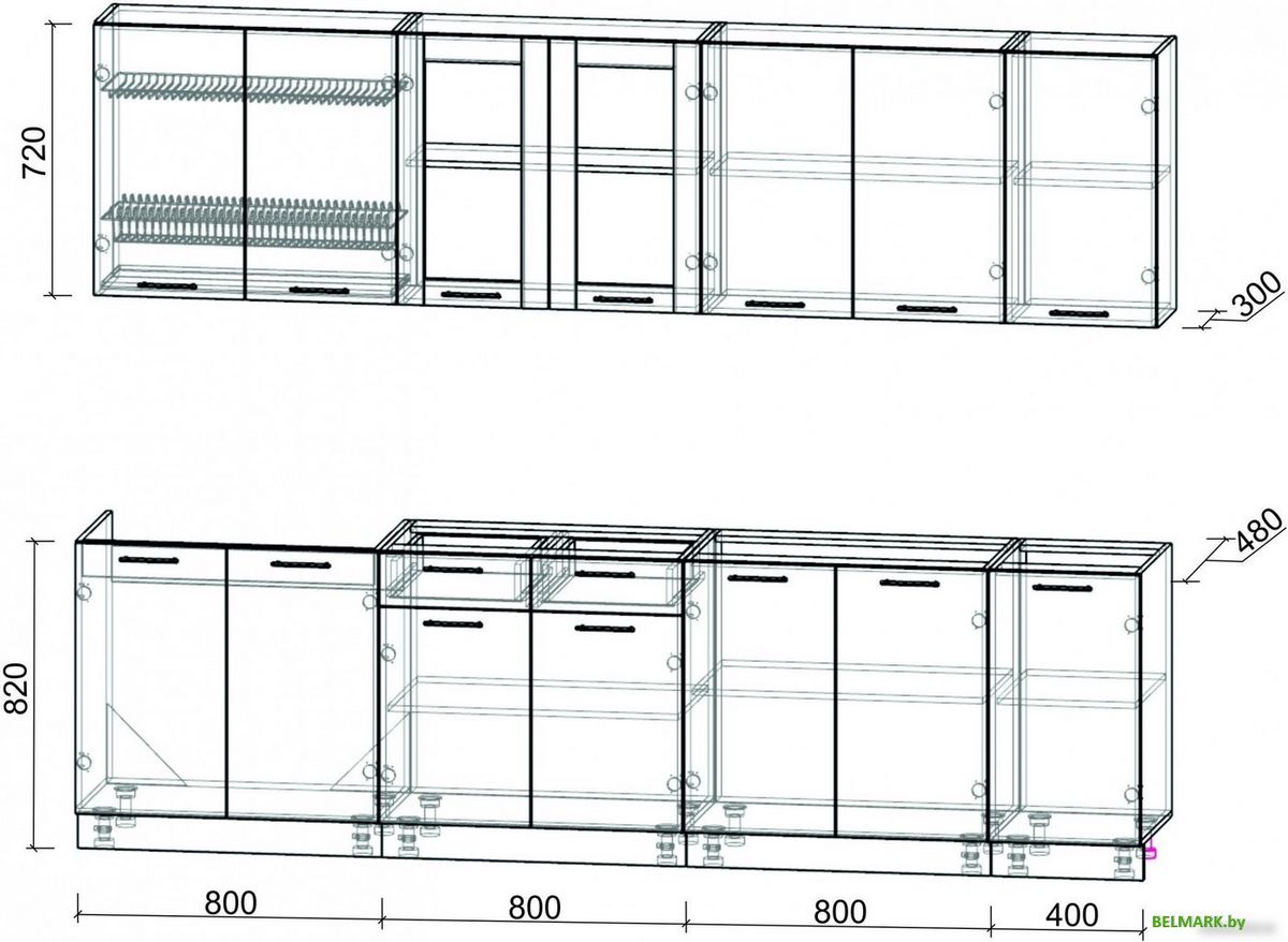 Готовая кухня Интерлиния Мила 28 без столешницы (бетон/бетон) - фото2