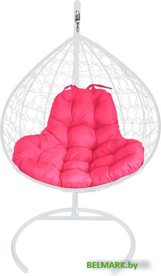 Подвесное кресло M-Group XL 11120108 (белый ротанг/розовая подушка) - фото