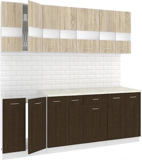 Кухня Кортекс-мебель Корнелия Экстра 2.1м (дуб сонома/венге/мадрид) - фото