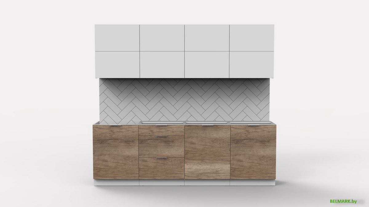 Готовая кухня Интермебель Микс Топ-38 2.4м без столешницы (белый премиум/дуб каньон) - фото2