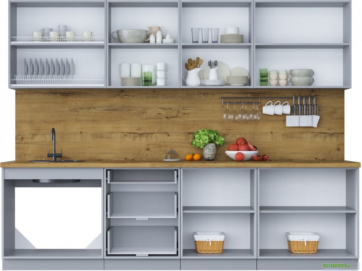 Готовая кухня Интерлиния Мила Шато 2.8Б (луна/луна/бискайская сосна) - фото2