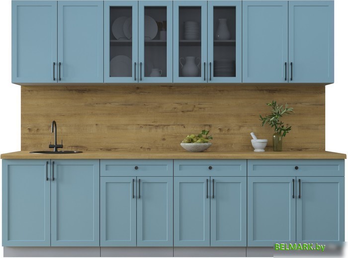 Готовая кухня Интерлиния Тренд 2.8А (океан/океан/дуб бунратти) - фото