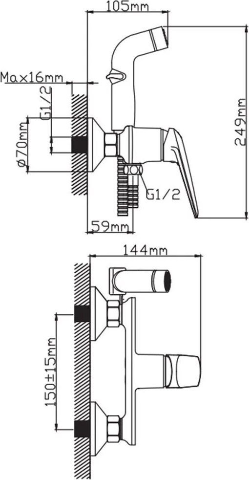Смеситель с лейкой для биде Diadonna D171-20 - фото2