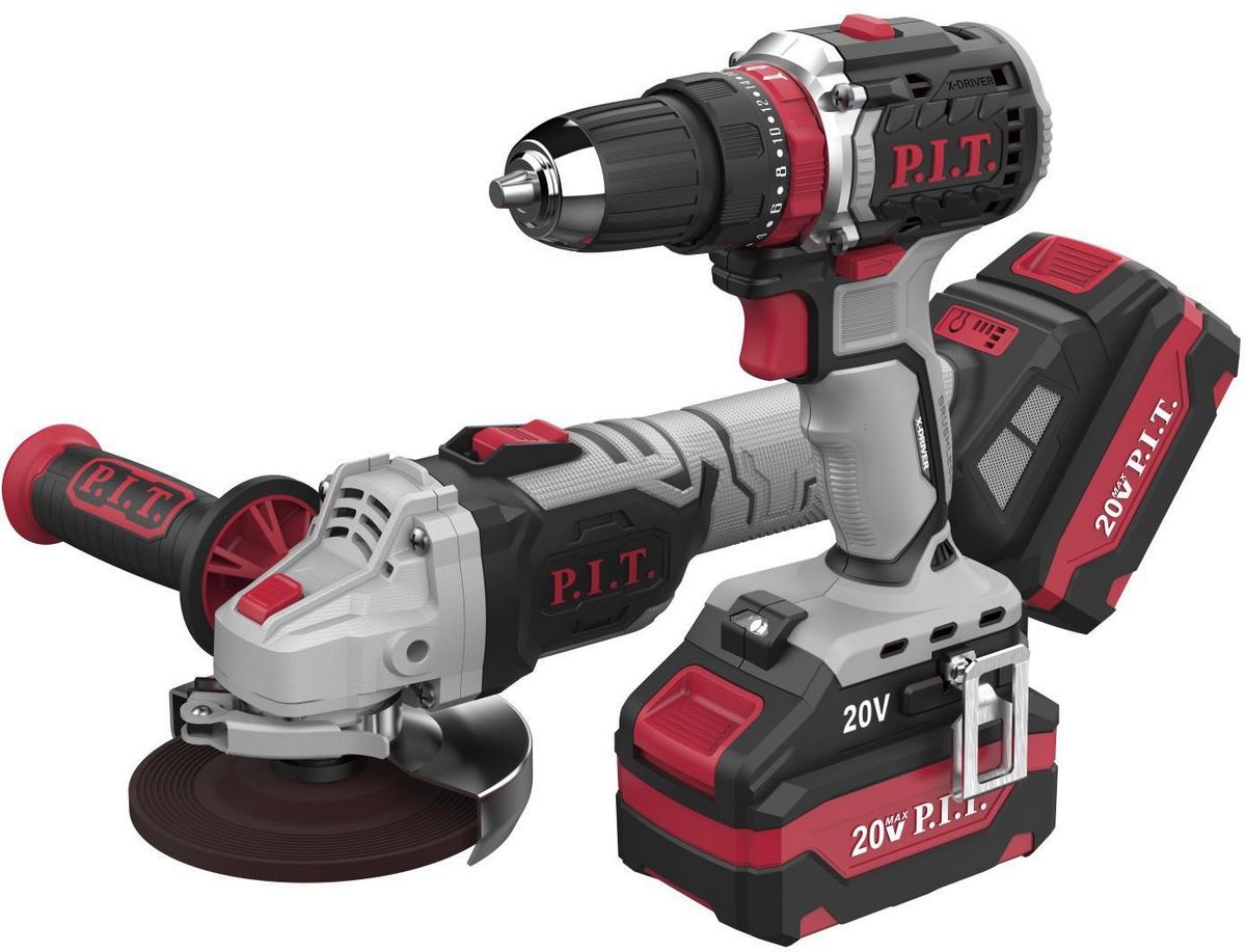 P.I.T. P0001-02 (шуруповерт, болгарка, 2 АКБ, кейс) - фото