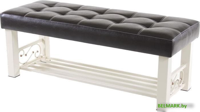 Банкетка AMC Lux 5 с полкой кожзам бежевый/коричневый/бежевый 5.1Б120323 - фото